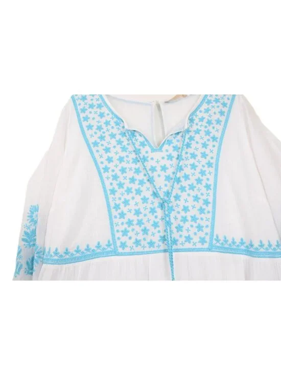 Soft Surroundings Juniper PLUS 1X Embroidery Gauze 3/4 Sleeve Dress Beach Boho - Picture 8 of 14